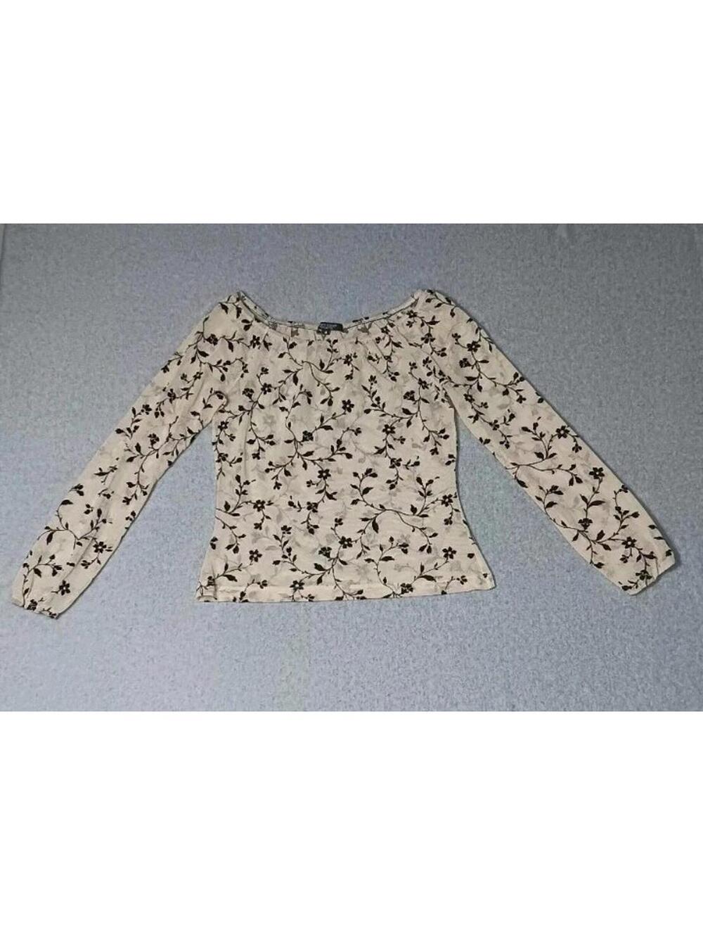 Karen Kane Mesh Velvet Long Sleeve Blouse Womens Size Medium Cream And Black...